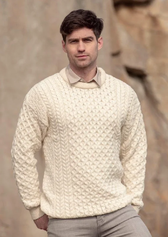 Shop stylish and affordable clothes –   Aran Crew Neck Merino Sweater | Natural