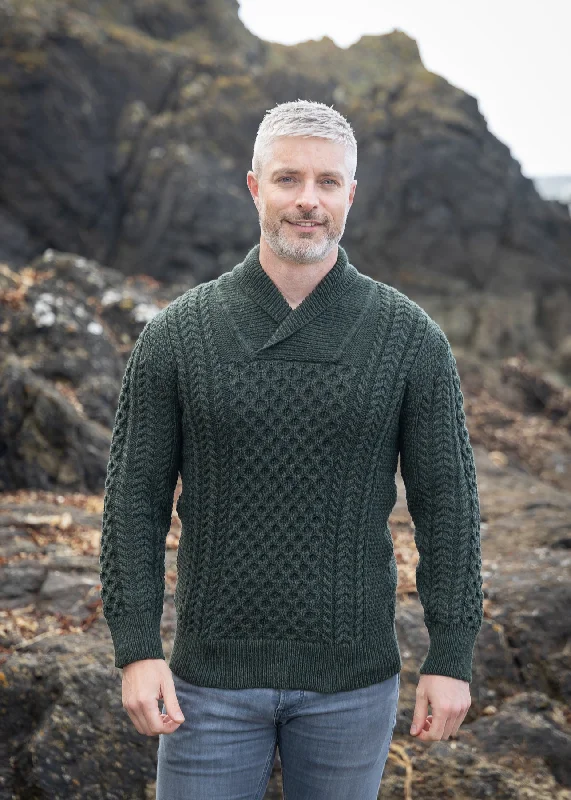 Get trendy clothes for less – Big savings on fashion basics! Aran Shawl Neck Sweater | Army Green Get trendy clothes for less – Big savings on fashion basics! Aran Shawl Neck Sweater | Army Green