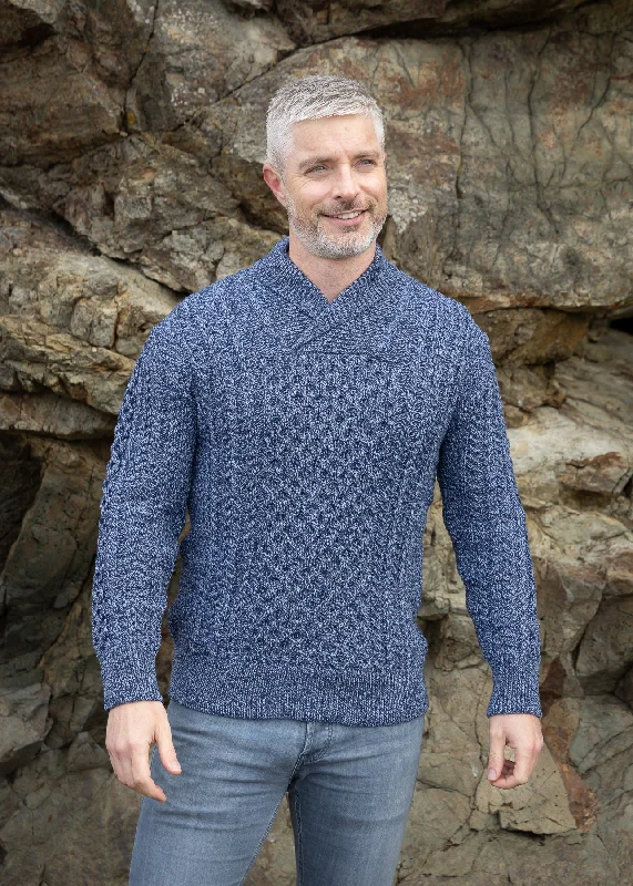 Shop the best clothing sale – Limited-time offer.  Aran Shawl Neck Sweater | Denim