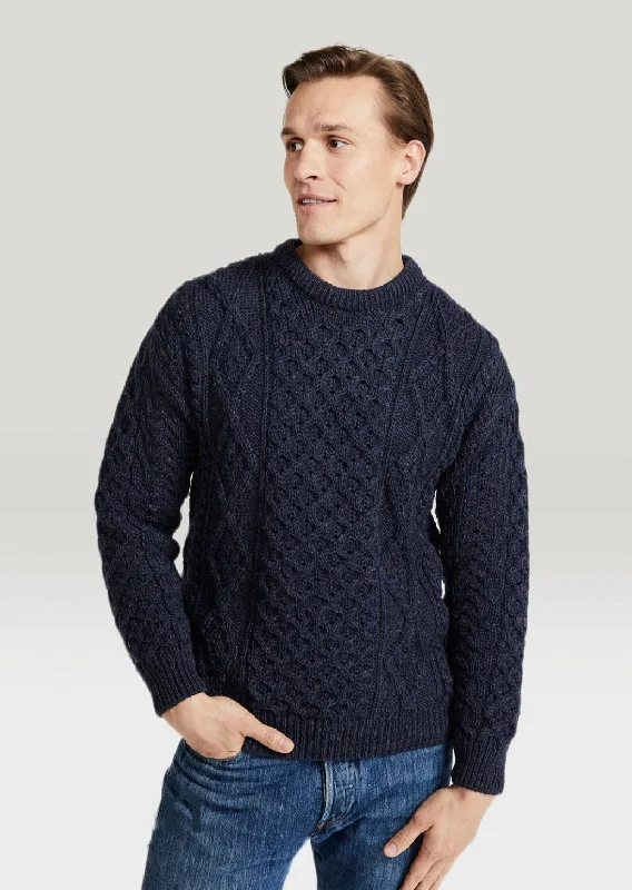 Shop affordable clothing – Limited-time only!  Unisex Aran Wool Sweater | Navy