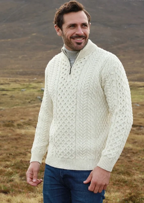 Time to shop! Men’s clothing deals you can’t resist. Ballycroy Mens Aran Half Zip Sweater | Natural Time to shop! Men’s clothing deals you can’t resist. Ballycroy Mens Aran Half Zip Sweater | Natural