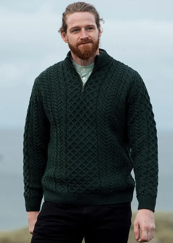 Massive discounts on all clothing items – Shop now for the best prices. Ballycroy Mens Aran Half Zip Sweater | Green Massive discounts on all clothing items – Shop now for the best prices. Ballycroy Mens Aran Half Zip Sweater | Green
