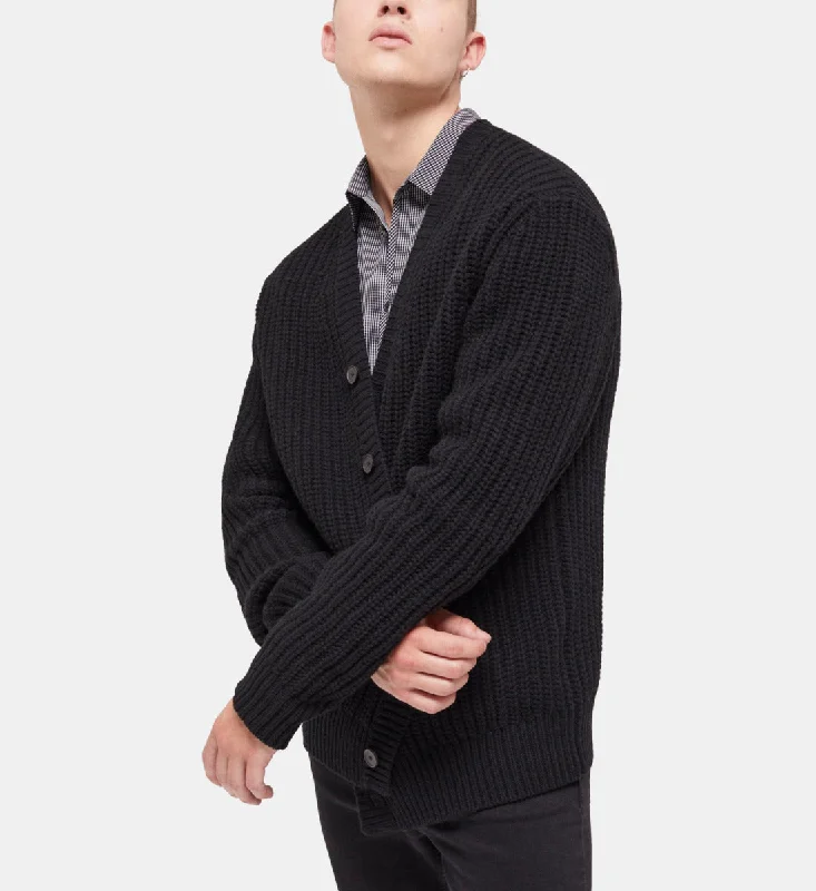 Clearance sale – shop men's clothing at discounted prices!  Black Buttoned Cardigan