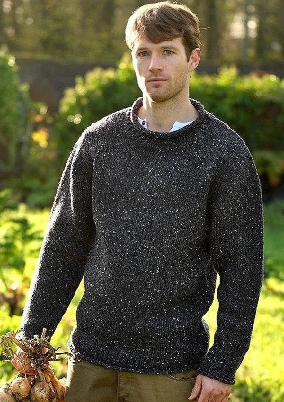 Shop online now for exclusive savings on men’s  clothing.  Raheen Tweed Roll Neck Mens Sweater | Charcoal