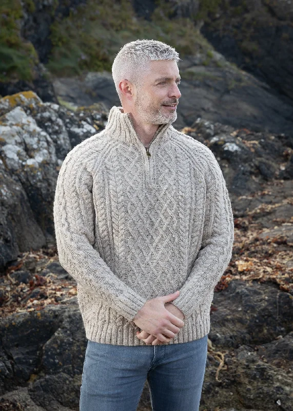 Shop the essentials – men’s wardrobe must-haves on sale. Aran Donegal Zip Sweater | Oatmeal Shop the essentials – men’s wardrobe must-haves on sale. Aran Donegal Zip Sweater | Oatmeal