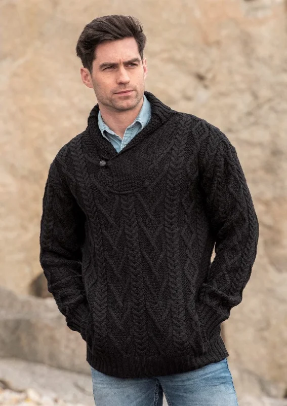 Big discounts – Shop now for amazing deals. Dublin Shawl Collar Aran Sweater | Black Big discounts – Shop now for amazing deals. Dublin Shawl Collar Aran Sweater | Black