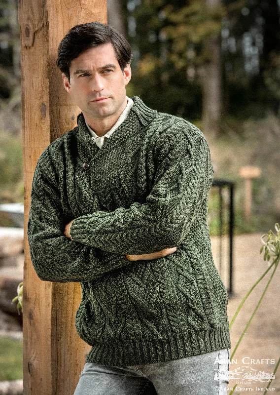 Don’t wait – Shop now for limited-time discounts on trendy clothing. Dublin Shawl Collar Aran Sweater | Green Don’t wait – Shop now for limited-time discounts on trendy clothing. Dublin Shawl Collar Aran Sweater | Green