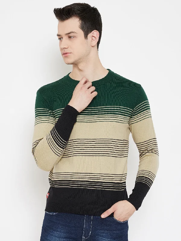 Upgrade your look with stylish, affordable men’s clothing. JUMP USA Men Green Striped Round Neck Casual Pullover Upgrade your look with stylish, affordable men’s clothing. JUMP USA Men Green Striped Round Neck Casual Pullover
