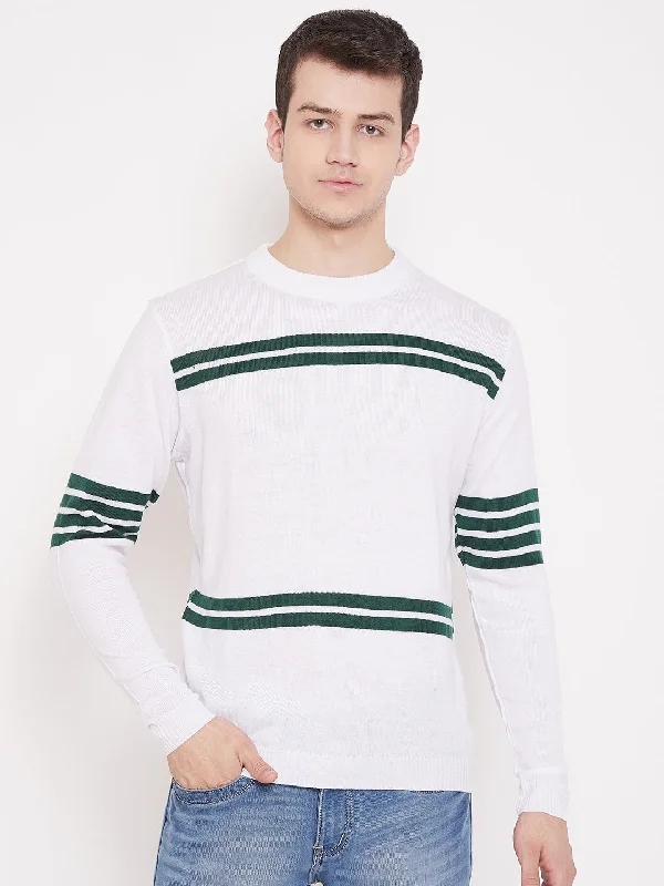 Clearance sale – shop men's clothing at discounted prices! JUMP USA Men White Striped Round Neck Casual Pullover Clearance sale – shop men's clothing at discounted prices! JUMP USA Men White Striped Round Neck Casual Pullover