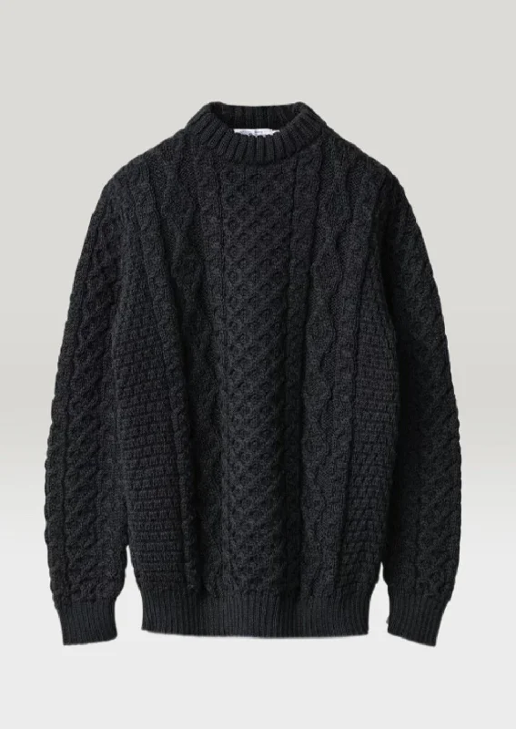 Flash discounts on men’s clothing – Don’t miss out! Kerry Heavy Aran Sweater | Charcoal Flash discounts on men’s clothing – Don’t miss out! Kerry Heavy Aran Sweater | Charcoal