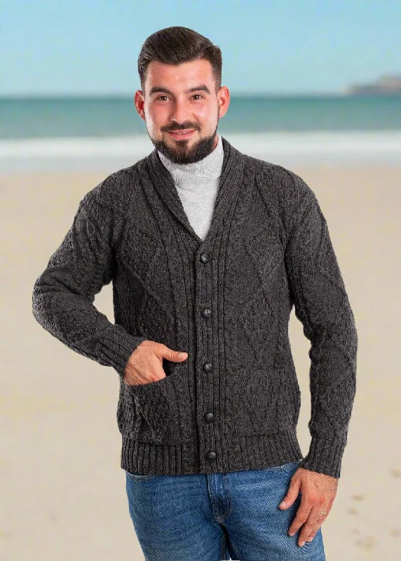 Shop the latest clothing deals – Huge discounts on fashion essentials!  Men's Shawl Button Cardigan | Charcoal