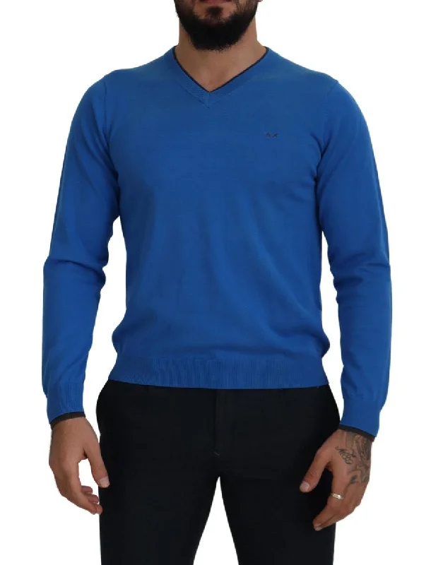 Seasonal sale  Sun68  Cotton V-Neck Knitted Men Pullover Men's Sweater