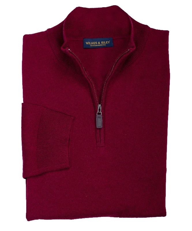 Limited-time discounts on clothing you’ll love   Ultra-fine Zegna Baruffa Half-Zip Merino Wool Sweater - Burgundy