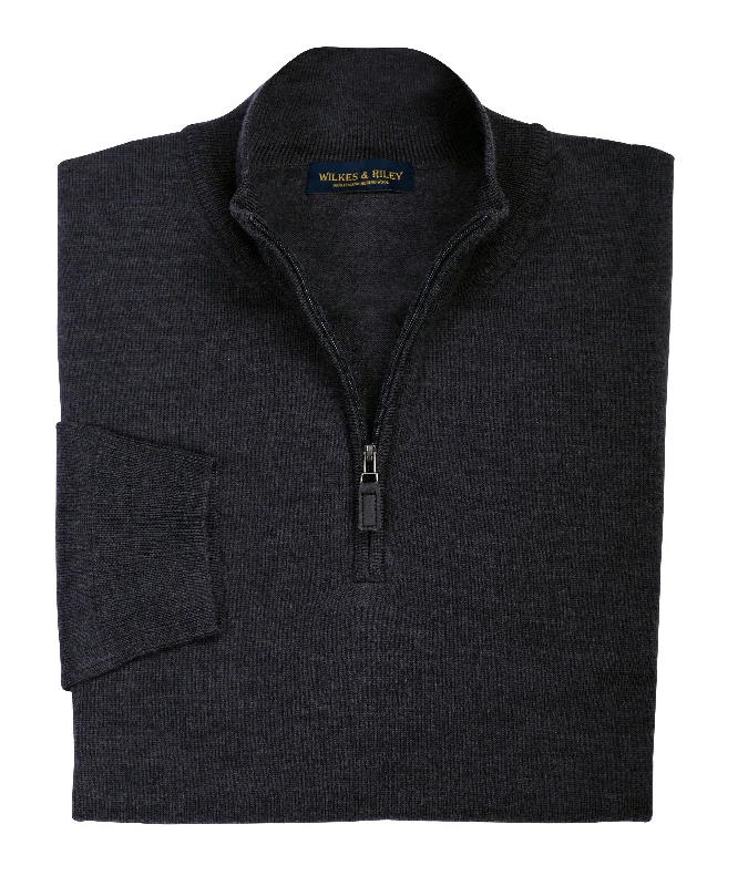 Seasonal discounts on stylish clothes – Perfect for any occasion! Ultra-fine Zegna Baruffa Half-Zip Merino Wool Sweater - Charcoal Seasonal discounts on stylish clothes – Perfect for any occasion! Ultra-fine Zegna Baruffa Half-Zip Merino Wool Sweater - Charcoal