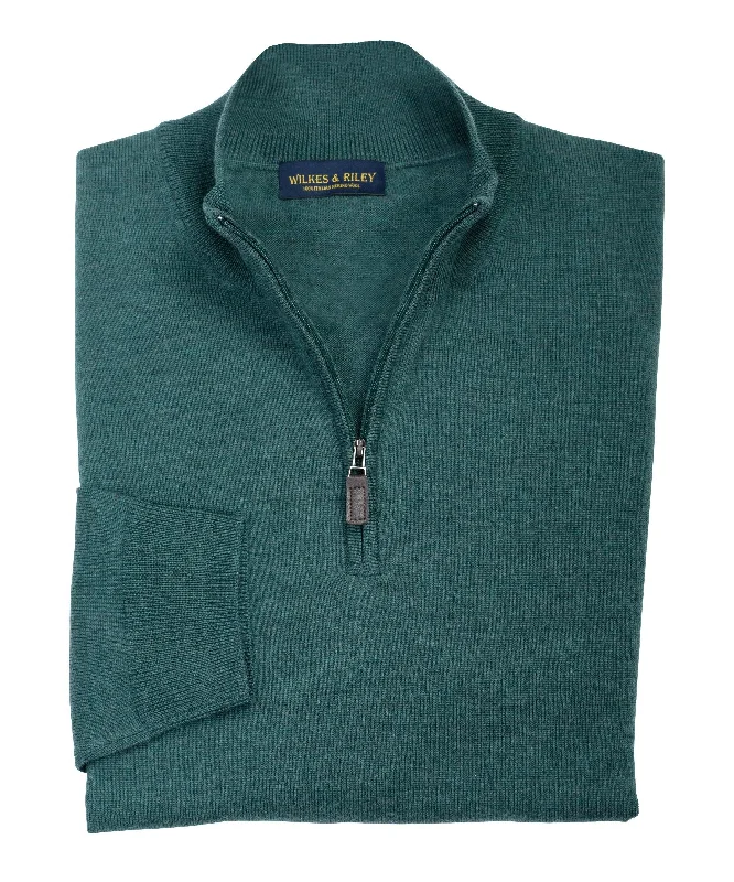 Shop now for affordable fashion – Enjoy free shipping on clothing orders.  Ultra-fine Zegna Baruffa Half-Zip Merino Wool Sweater - Hunter