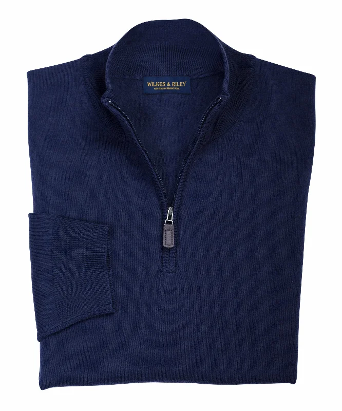 Shop trendy clothing for every season – Special promotion today. Ultra-fine Zegna Baruffa Half-Zip Merino Wool Sweater -Navy Shop trendy clothing for every season – Special promotion today. Ultra-fine Zegna Baruffa Half-Zip Merino Wool Sweater -Navy