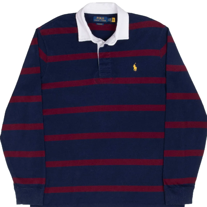 Time to shop! Men’s clothing deals you can’t resist.  POLO RALPH LAUREN RED & BLUE STRIPED RUGBY POLO SHIRT SIZE LARGE
