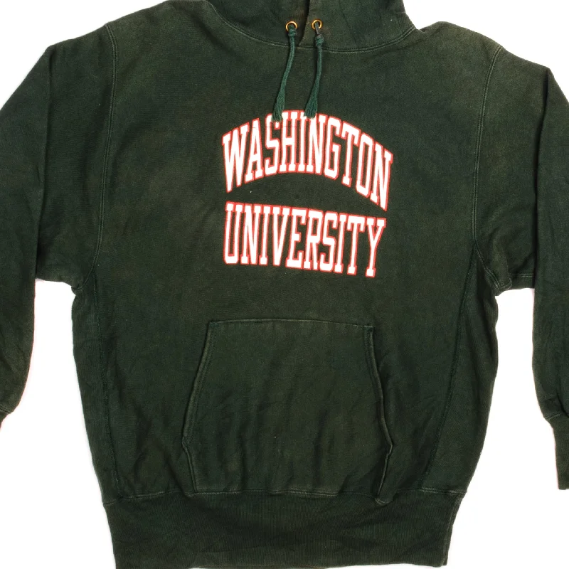 Seasonal sale  VINTAGE CHAMPION REVERSE WEAVE WASHINGTON UNIVERSITY HOODIE SWEATSHIRT 1990-MID 1990’s SIZE LARGE MADE IN USA