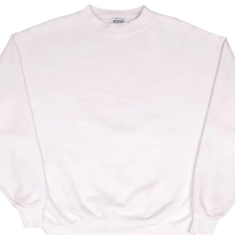 Special offers on the latest clothing collections – Don’t miss out!  VINTAGE GUESS JEANS EMBROIDERED WHITE SWEATSHIRT 1990S SIZE SMALL MADE IN USA