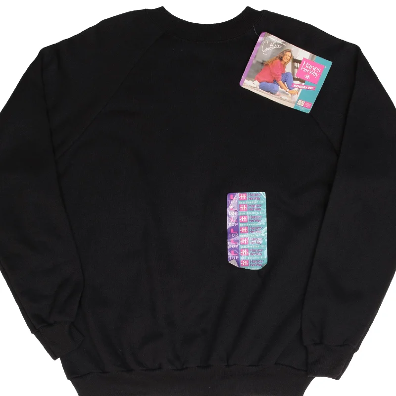 Buy more, save more –  VINTAGE HANES HER WAY ROOMY FIT BLANK BLACK SWEATSHIRT 1994 SIZE LARGE