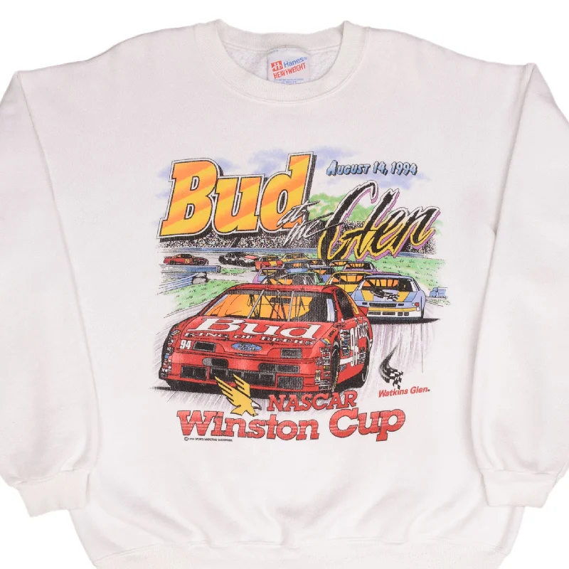 Shop the latest trends in men's clothing at unbeatable prices.  VINTAGE NASCAR BUDWEISER AT THE GLEN WINSTON CUP SWEATSHIRT 1994 LARGE MADE USA