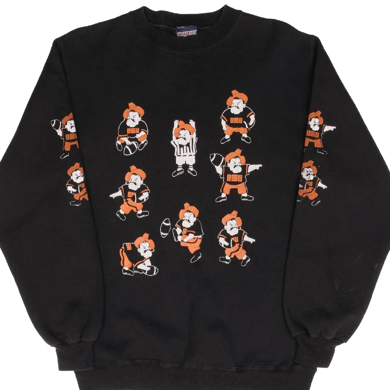 Shop the latest men's clothing trends at a fraction of the price.  VINTAGE NCAA OKLAHOMA STATE PISTOL PETE SWEATSHIRT 1990S MEDIUM MADE IN USA