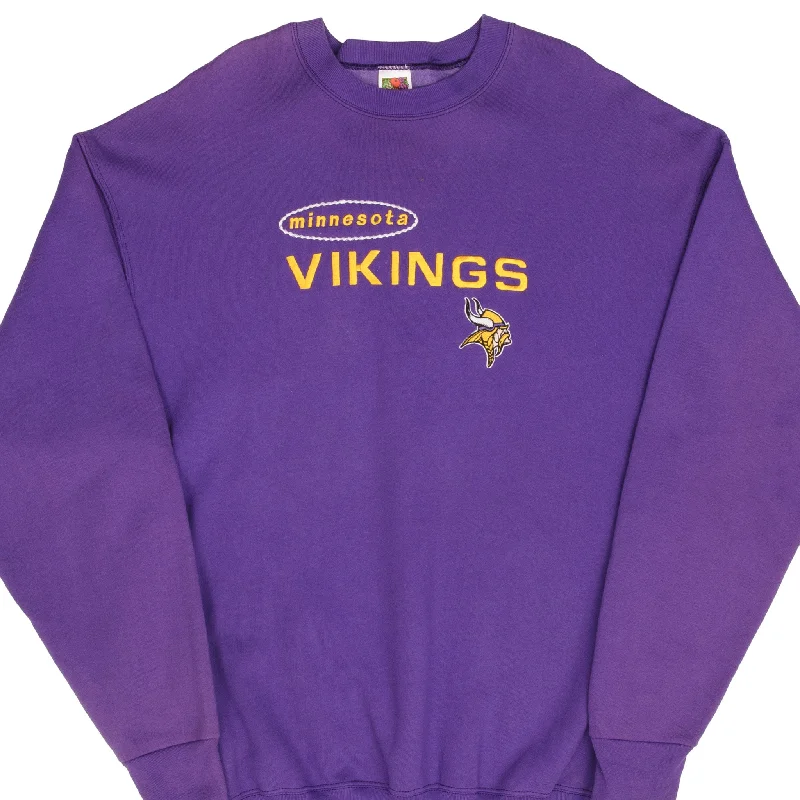 Flash sale on trendy clothing – Limited time offers available online.  VINTAGE NFL MINNESOTA VIKINGS EMBROIDERED SWEATSHIRT 1990S SIZE 2XL MADE IN USA
