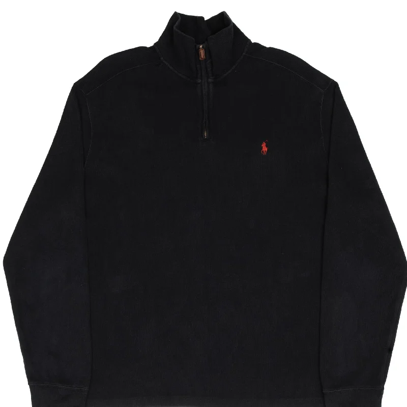 Upgrade your wardrobe with stylish clothing at discounted prices.  VINTAGE POLO RALPH LAUREN BLACK QUARTER 1/4 ZIP SWEATER 1990S SIZE XL