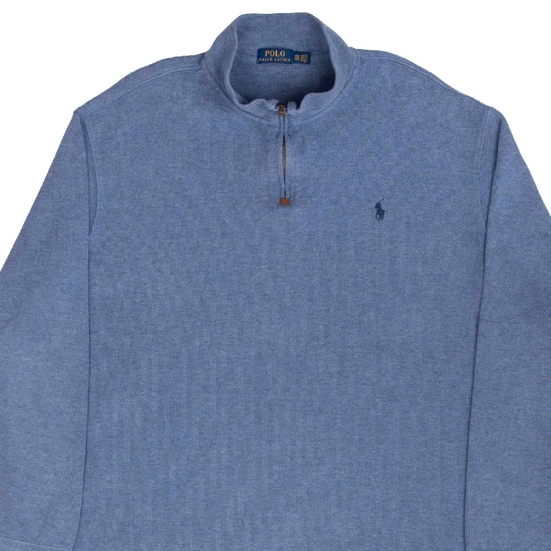 Buy more, save more –  VINTAGE POLO RALPH LAUREN BLUE QUARTER 1/4 ZIP SWEATER SIZE 2XL