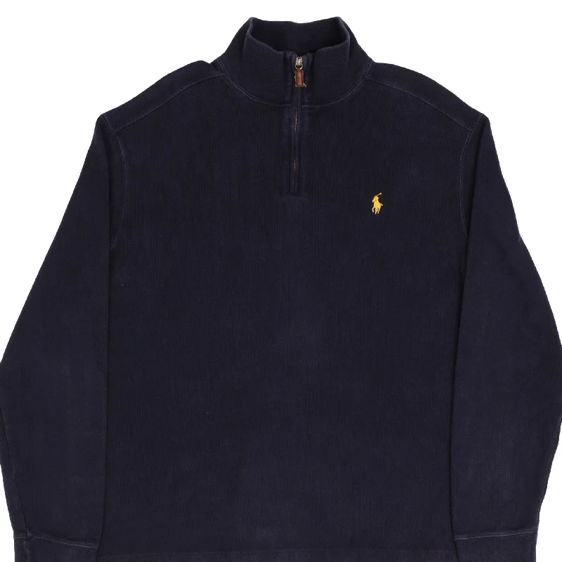 Exclusive clothing deals for  customers – Shop today!  VINTAGE POLO RALPH LAUREN BLUE QUARTER 1/4 ZIP SWEATER 1990S SIZE LARGE