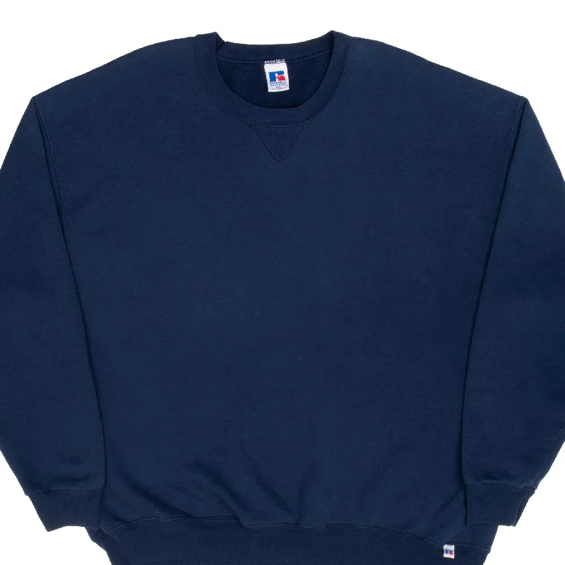 Shop trendy clothing for every season – Special promotion today.  VINTAGE RUSSELL ATHLETIC BLANK NAVY BLUE SWEATSHIRT 1990S 2XL