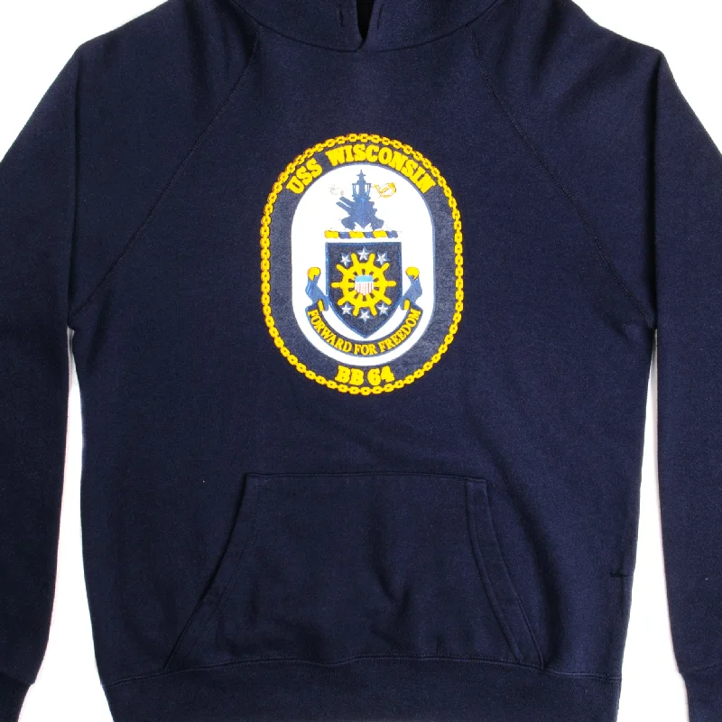 Shop smart, save big – men’s clothing sale on now!  VINTAGE USN USS WISCONSIN BB64 HOODIE SWEATSHIRT SIZE LARGE MADE IN USA