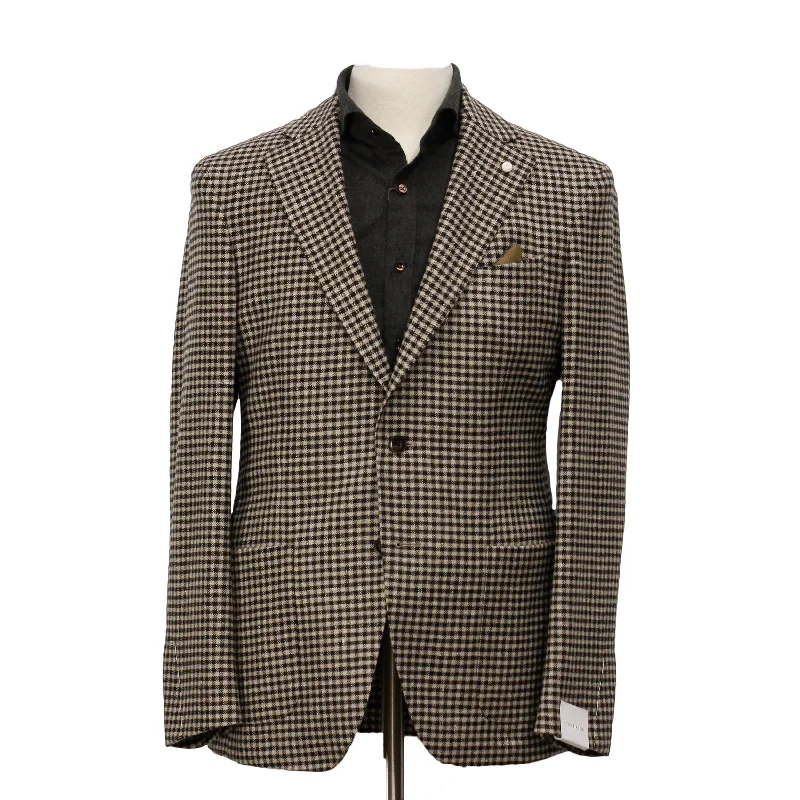 Huge deals on men’s clothing – Limited-time only!  Brown Micro-Check Contemporary Sport Jacket - Luigi Bianchi Mantova