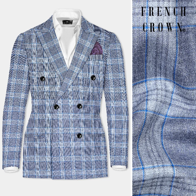 Shop affordable clothing for all occasions – Amethyst Smoke Blue Checked Wool Blend Double Breasted Blazer Shop affordable clothing for all occasions – Amethyst Smoke Blue Checked Wool Blend Double Breasted Blazer