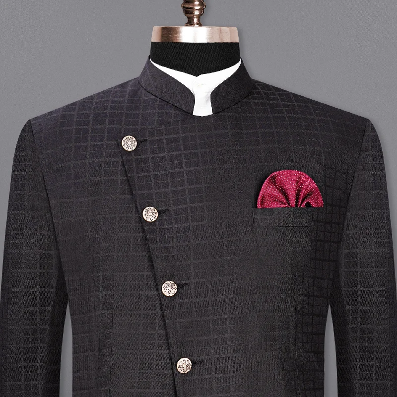 Save more with our buy-more, save-more deals on men’s fashion. Baltic Sea Black Subtle Plaid Cross Placket Bandhgala Blazer Save more with our buy-more, save-more deals on men’s fashion. Baltic Sea Black Subtle Plaid Cross Placket Bandhgala Blazer