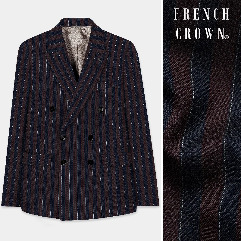 Don’t wait – shop the biggest sale of the season on men’s clothing! Bistre Brown and Admiral Blue Striped Wool Rich Double Breasted Blazer Don’t wait – shop the biggest sale of the season on men’s clothing! Bistre Brown and Admiral Blue Striped Wool Rich Double Breasted Blazer