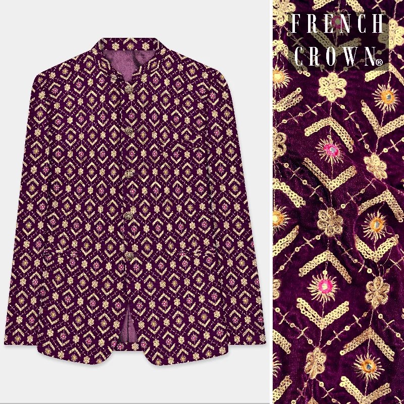 Huge savings on all categories of clothing – Shop our seasonal sale. Blackberry Purple Velvet Thread And Sequin Embroidered Bandhgala Jodhpuri Huge savings on all categories of clothing – Shop our seasonal sale. Blackberry Purple Velvet Thread And Sequin Embroidered Bandhgala Jodhpuri