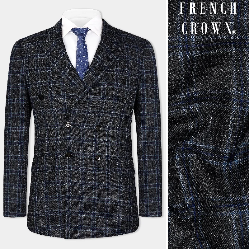 Shop now for fresh styles at discounted prices. Bleached Black and Marine Blue Plaid Double Breasted Tweed Blazer Shop now for fresh styles at discounted prices. Bleached Black and Marine Blue Plaid Double Breasted Tweed Blazer