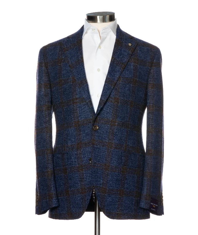 Update your look for less with men’s clothing on sale. Blue with Brown Glen Check McAllen Contemporary Fit Sport Coat - Jack Victor Update your look for less with men’s clothing on sale. Blue with Brown Glen Check McAllen Contemporary Fit Sport Coat - Jack Victor