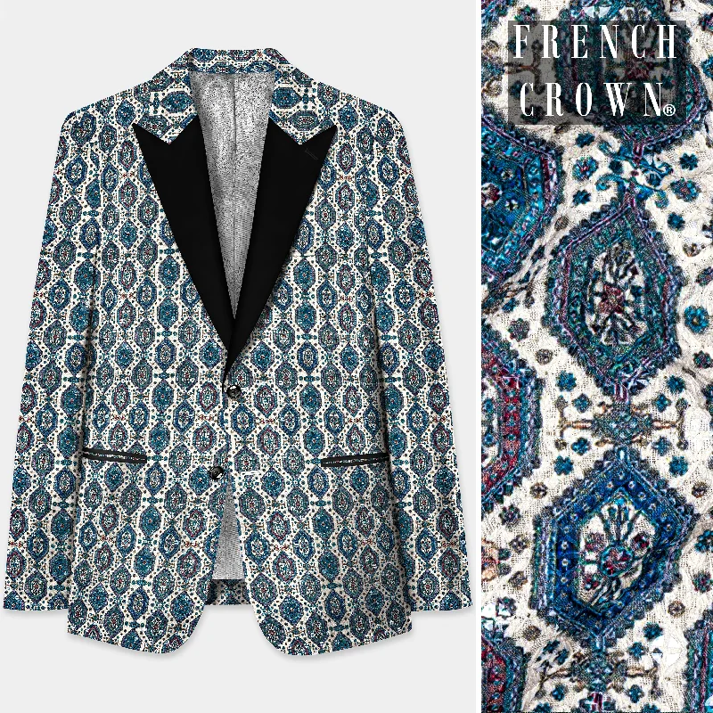 Seasonal discounts on stylish clothes – Perfect for any occasion! Bluish blue And Claret Red Thread Embroidered Peak Collar Tuxedo Blazer Seasonal discounts on stylish clothes – Perfect for any occasion! Bluish blue And Claret Red Thread Embroidered Peak Collar Tuxedo Blazer