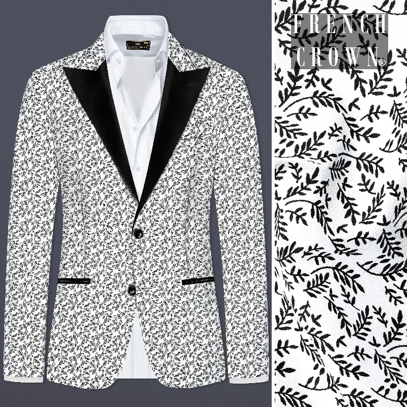 Top-rated clothing on sale – Shop now and get up to 80% off! Bright White And Jade Black Printed Cotton Peak Collar Tuxedo Blazer Top-rated clothing on sale – Shop now and get up to 80% off! Bright White And Jade Black Printed Cotton Peak Collar Tuxedo Blazer