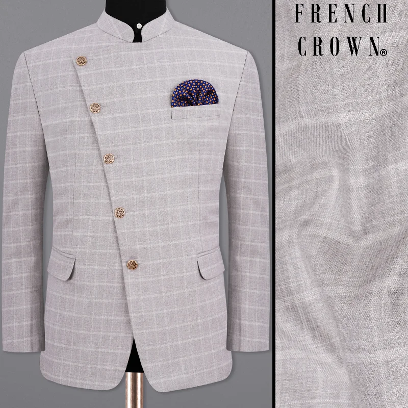 Special offers on the latest clothing collections – Don’t miss out! Bronco Light Gray Plaid Cross Placket Bandhgala Blazer Special offers on the latest clothing collections – Don’t miss out! Bronco Light Gray Plaid Cross Placket Bandhgala Blazer