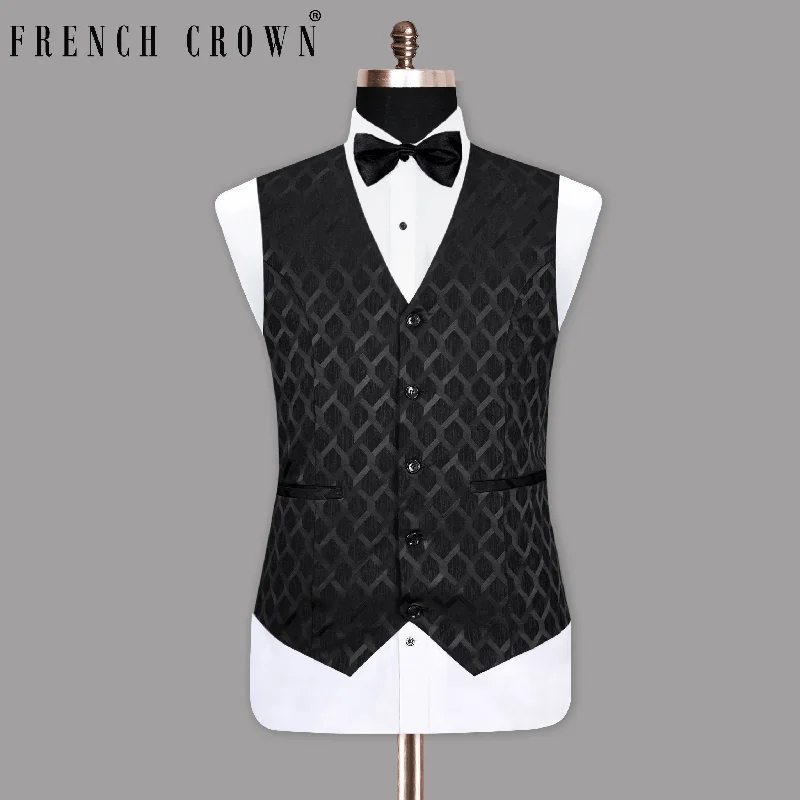 Shop seasonal clothing deals – Big savings on fashion essentials. Bunker Black Jacquard Patterned Designer Waistcoat Shop seasonal clothing deals – Big savings on fashion essentials. Bunker Black Jacquard Patterned Designer Waistcoat