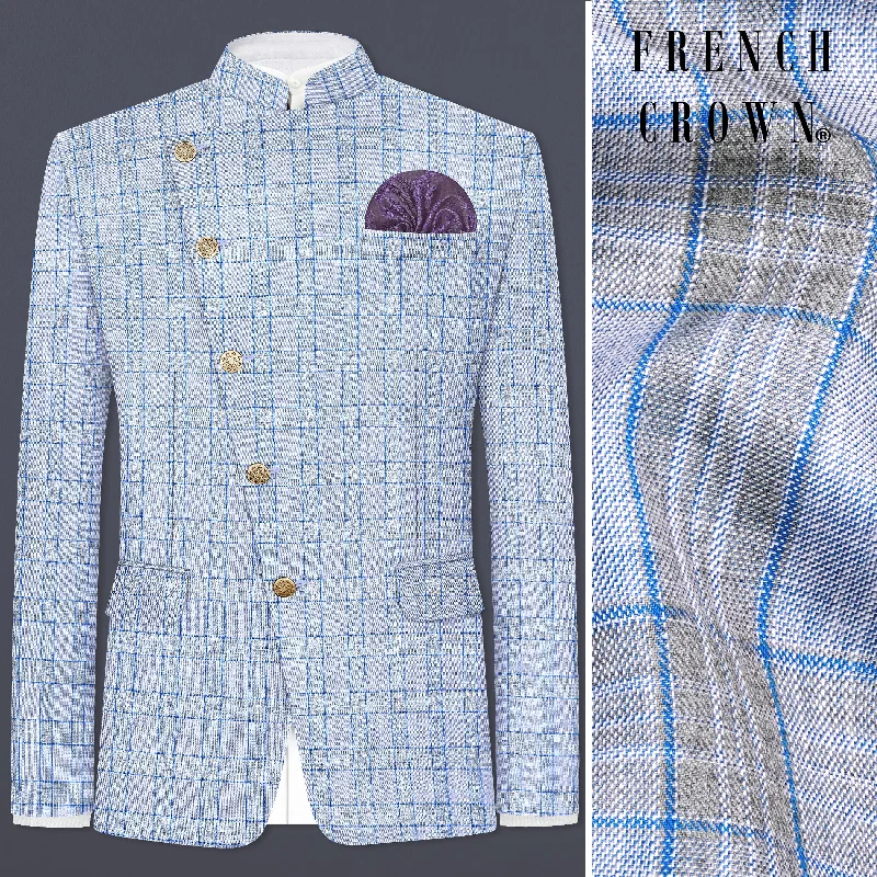 Exclusive deals on men’s fashion – Shop now and save big! Carolina Blue Plaid Wool Blend Cross Placket Bandhgala Blazer Exclusive deals on men’s fashion – Shop now and save big! Carolina Blue Plaid Wool Blend Cross Placket Bandhgala Blazer