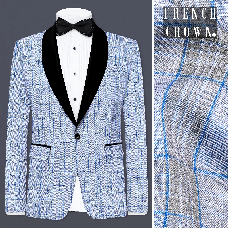 Get 25% off select men’s clothing when you shop online! Carolina Blue Plaid Wool Blend Tuxedo Blazer Get 25% off select men’s clothing when you shop online! Carolina Blue Plaid Wool Blend Tuxedo Blazer
