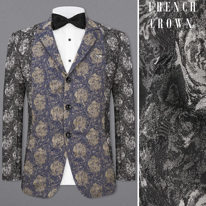 Exclusive online discounts – Shop clothing for every occasion! Charcoal Gray with Blue Jacquard Textured Designer Blazer Exclusive online discounts – Shop clothing for every occasion! Charcoal Gray with Blue Jacquard Textured Designer Blazer