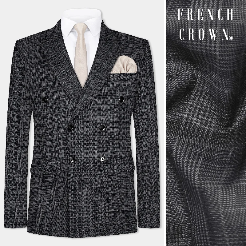 Shop exclusive offers on men’sapparel   Charcoal Plaid Double Breasted Blazer