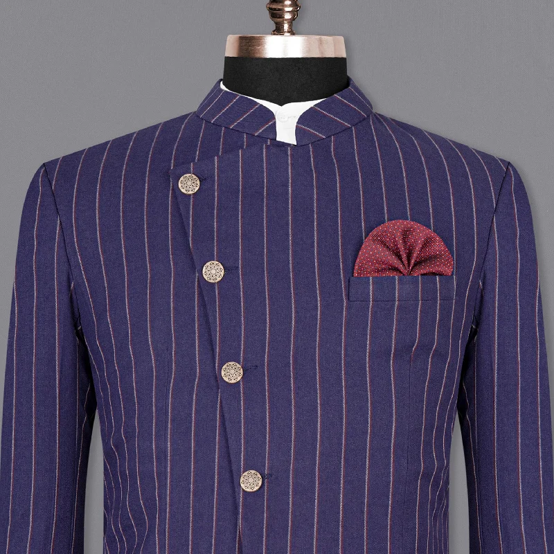 Shop the look you love at prices you’ll love even more! Cherry Pie Striped Cross Placket Bandhgala Blazer Shop the look you love at prices you’ll love even more! Cherry Pie Striped Cross Placket Bandhgala Blazer