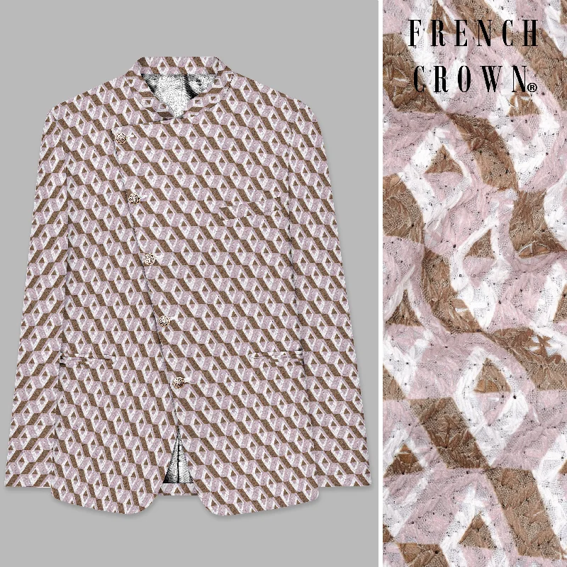 Seasonal discounts on stylish clothes – Perfect for any occasion! Clam Shell Pink And Roman Coffee Brown 3D Box Quilt Embroidered Cross Placket Bandhgala Seasonal discounts on stylish clothes – Perfect for any occasion! Clam Shell Pink And Roman Coffee Brown 3D Box Quilt Embroidered Cross Placket Bandhgala