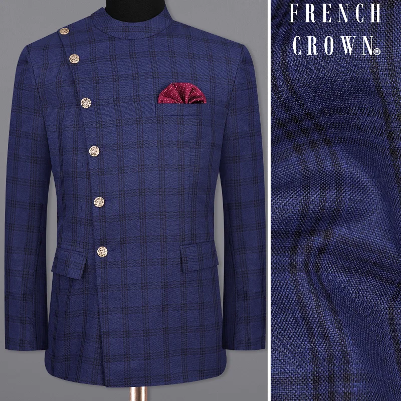 Don’t miss out on men’s fashion sales – shop today and save big! Cloud Burst Blue With Black Plaid Cross Placket Bandhgala Blazer Don’t miss out on men’s fashion sales – shop today and save big! Cloud Burst Blue With Black Plaid Cross Placket Bandhgala Blazer
